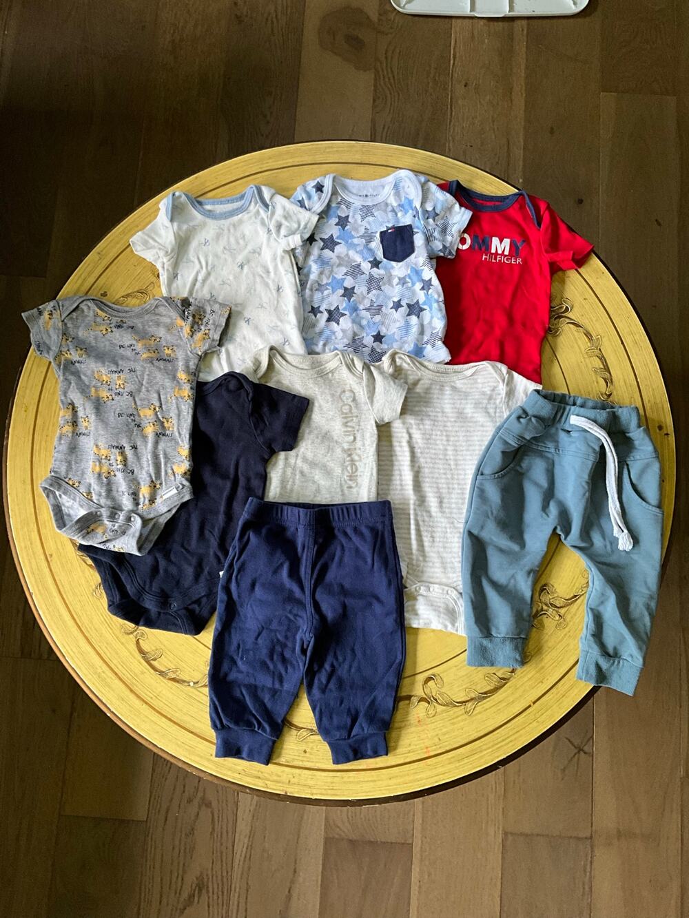 Assorted 3-6m gender neutral onesies and sweatpants